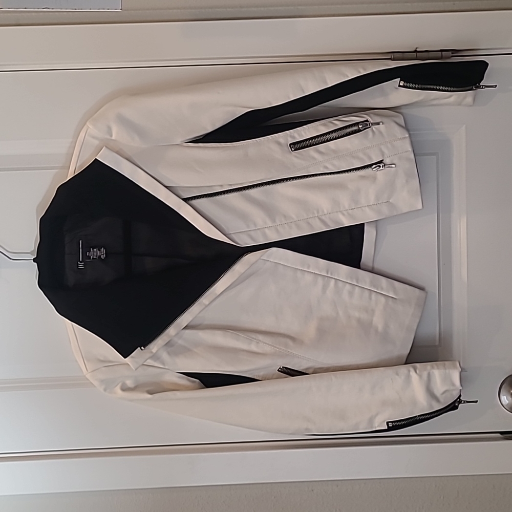 GUC INC Faux leather Black and white Moto Jacket